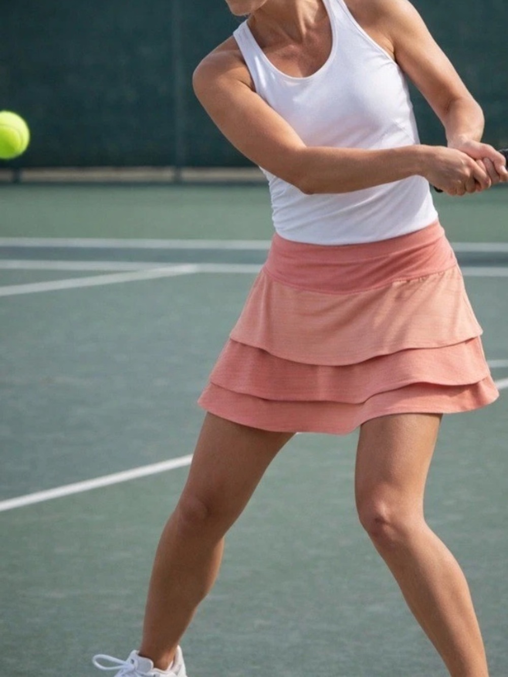 Athleta Dot Stripe Swagger Tiered Skort Coral Reef Skirt Short Pickleball Tennis